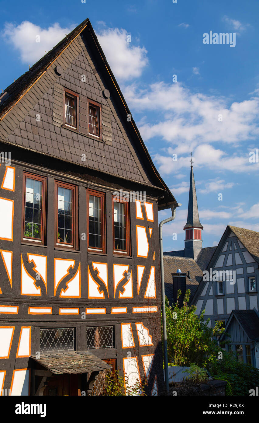 Metà-edificio con travi di legno, Limburg, Hesse, Germania Foto Stock