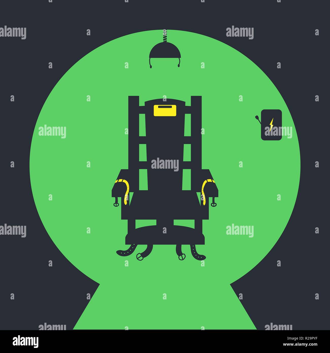 Sedia elettrica icona Vettore su sfondo verde Illustrazione Vettoriale