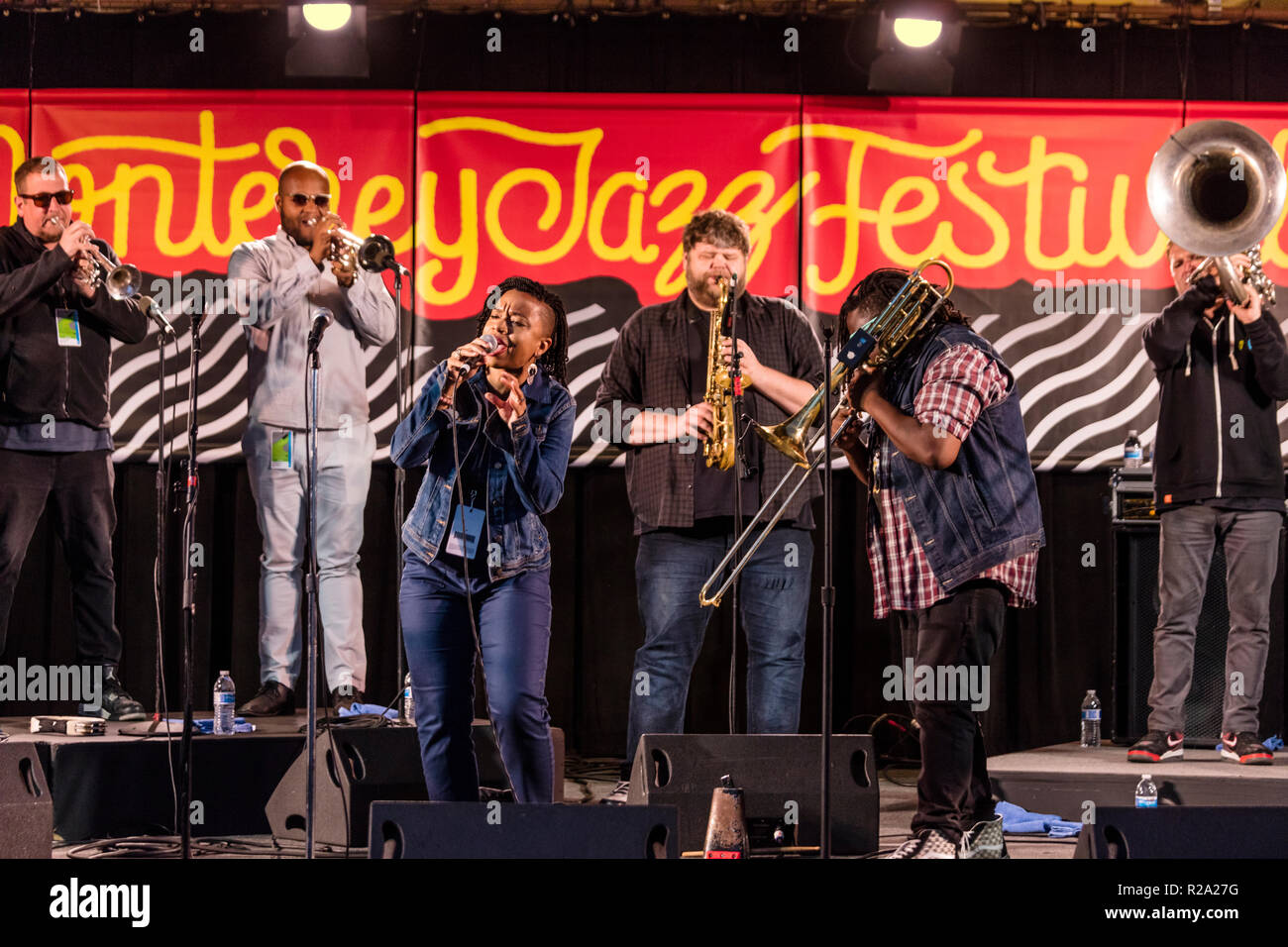 Il n. BS BRASS BAND esegue sul giardino Stage presso la 61Monterey Jazz Festival - Monterey, California Foto Stock