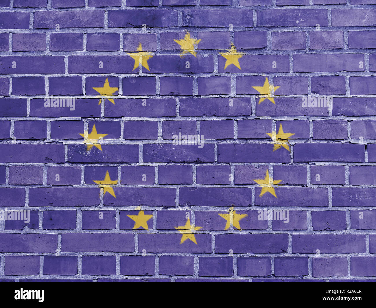 Unione Europea Politica concetto: bandiera UE parete Texture di sfondo Foto Stock