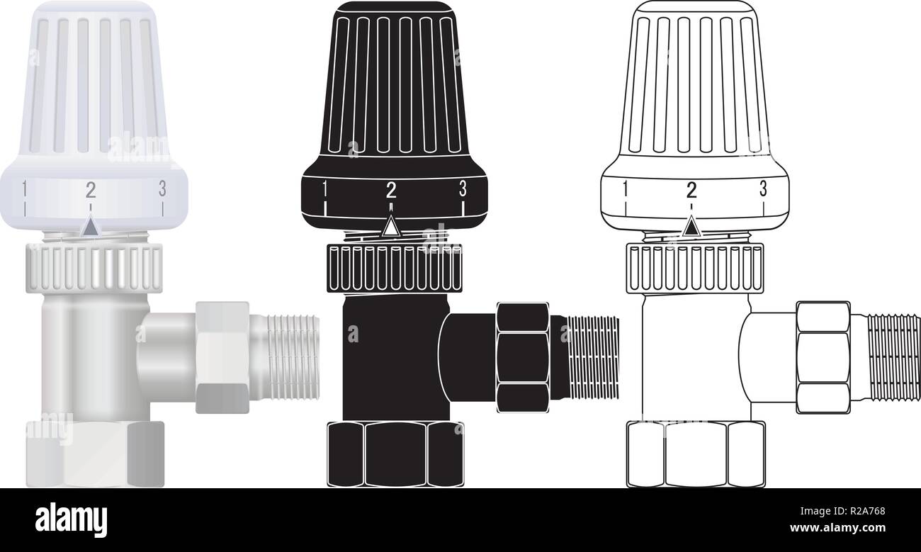 La valvola del riscaldamento con pomolo in plastica Illustrazione Vettoriale