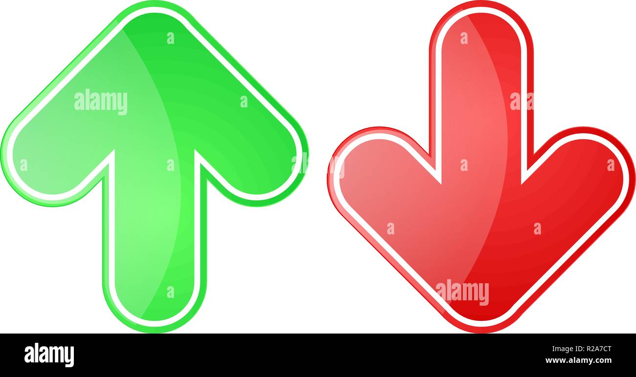 Le frecce in su e in giù. Rosso e verde Illustrazione Vettoriale