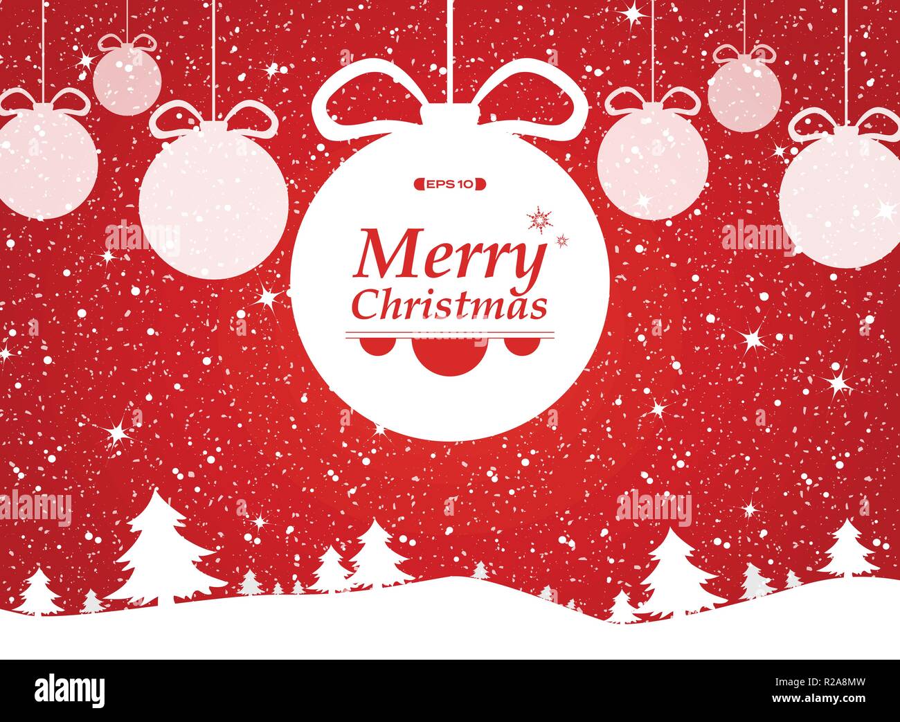 Buon Natale di sfondo rosso nella foresta e nevi doni. illustrazione eps vettoriali10 Illustrazione Vettoriale