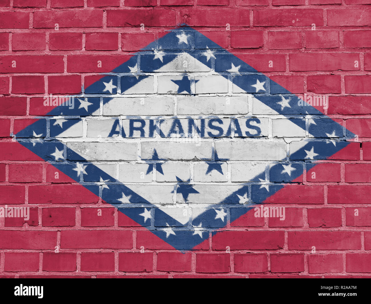 Noi membri del concetto: Arkansas bandiera parete Texture di sfondo Foto Stock