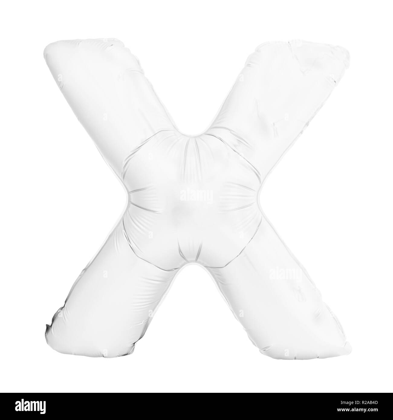 Lettera di bianco X fatta da gonfiabili palloncino elio isolato su bianco Foto Stock