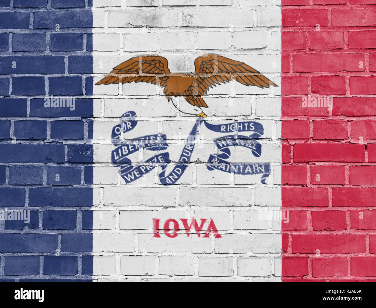 Noi membri del concetto: Iowa bandiera parete Texture di sfondo Foto Stock