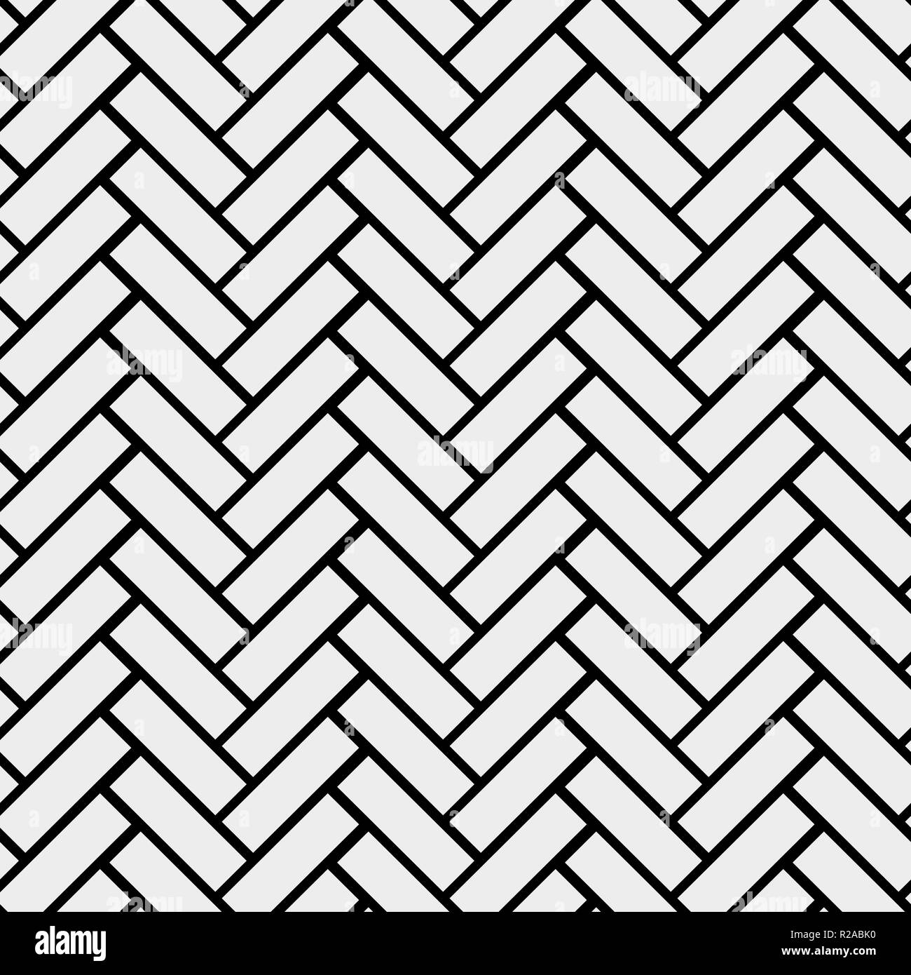Bianco e nero semplice pavimento in legno parquet a spina di pesce seamless pattern, sfondo vettoriale Illustrazione Vettoriale