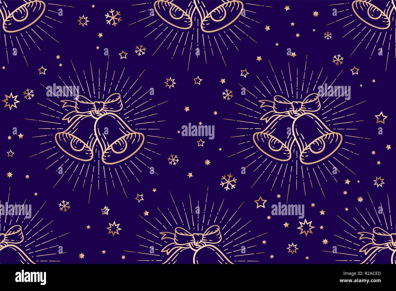 Modello di natale. Seamless pattern di natale, golden segno campane Illustrazione Vettoriale