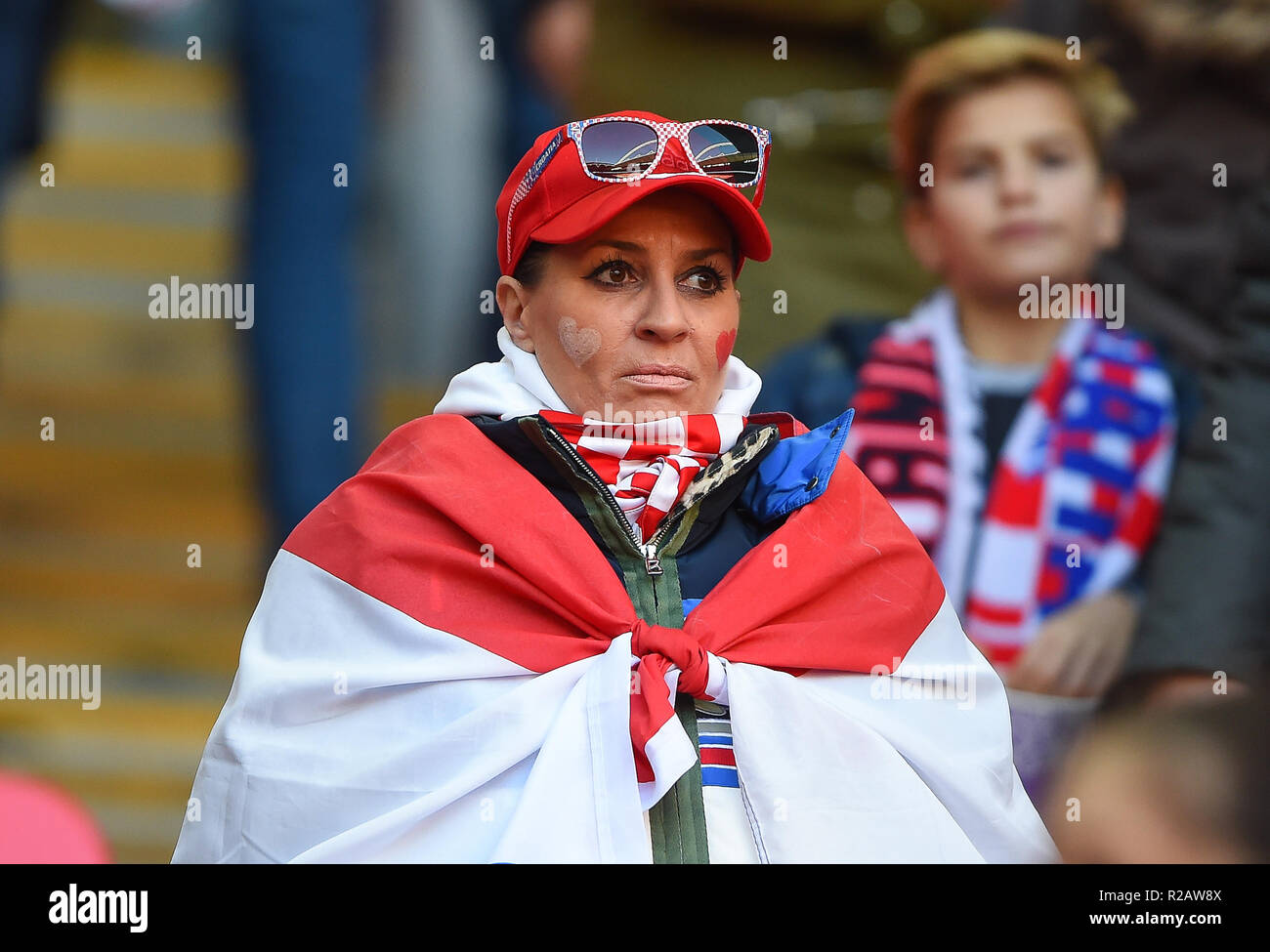 Londra, Regno Unito. Il 18 novembre 2018. Sostenitore croato durante la UEFA Nazioni League match tra Inghilterra e Croazia allo Stadio di Wembley, Londra domenica 18 novembre 2018. (©MI News & Sport Ltd | Alamy Live News) Foto Stock
