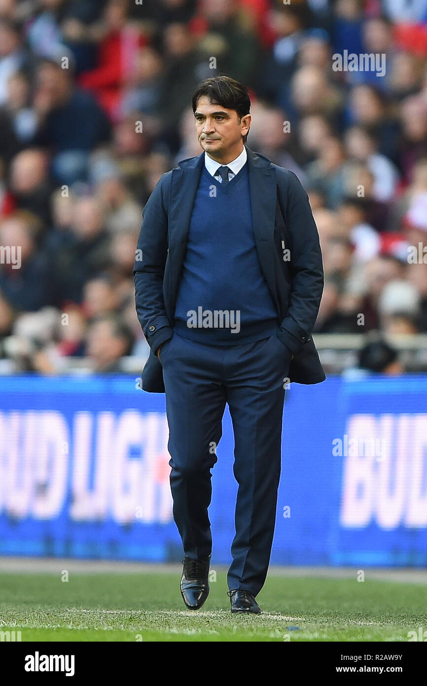 Londra, Regno Unito. Il 18 novembre 2018. Croazia Manager Zlatko Dalic durante UEFA Nazioni League match tra Inghilterra e Croazia allo Stadio di Wembley, Londra domenica 18 novembre 2018. (©MI News & Sport Ltd | Alamy Live News) Foto Stock