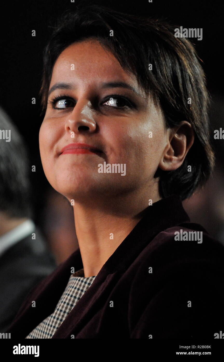 Najat Vallaud-Belkacem, ministro francese dell'istruzione, assiste l impegno nelle Università di Lione, Francia Foto Stock