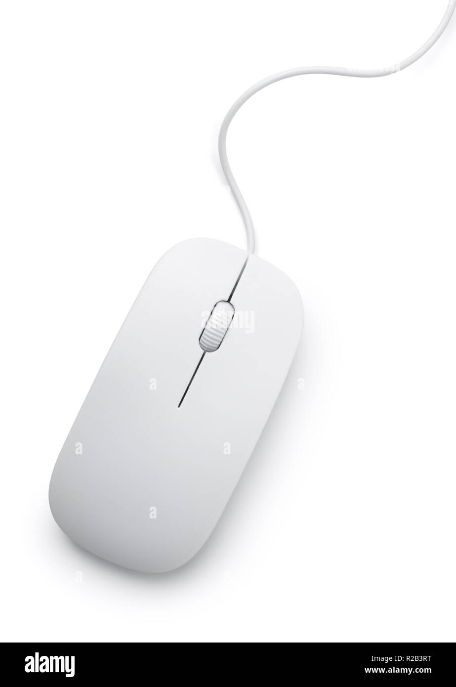 Vista superiore del bianco il mouse del computer isolato su bianco Foto Stock
