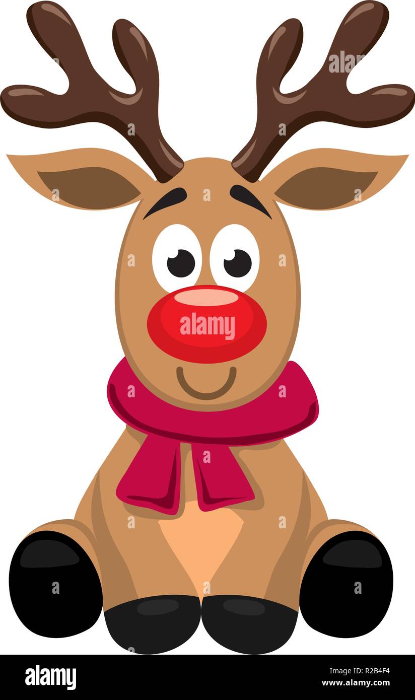 Vector Cartoon carino di dal naso rosso giocattolo renna Rudolph.  divertente personaggio per buon Natale e Anno Nuovo holiday illustrazioni  Immagine e Vettoriale - Alamy