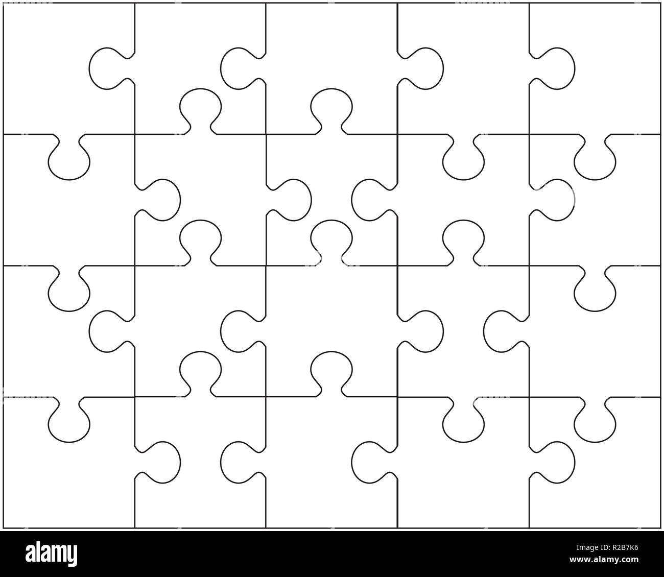 Illustrazione Vettoriale di bianco puzzle, pezzi separati Foto Stock