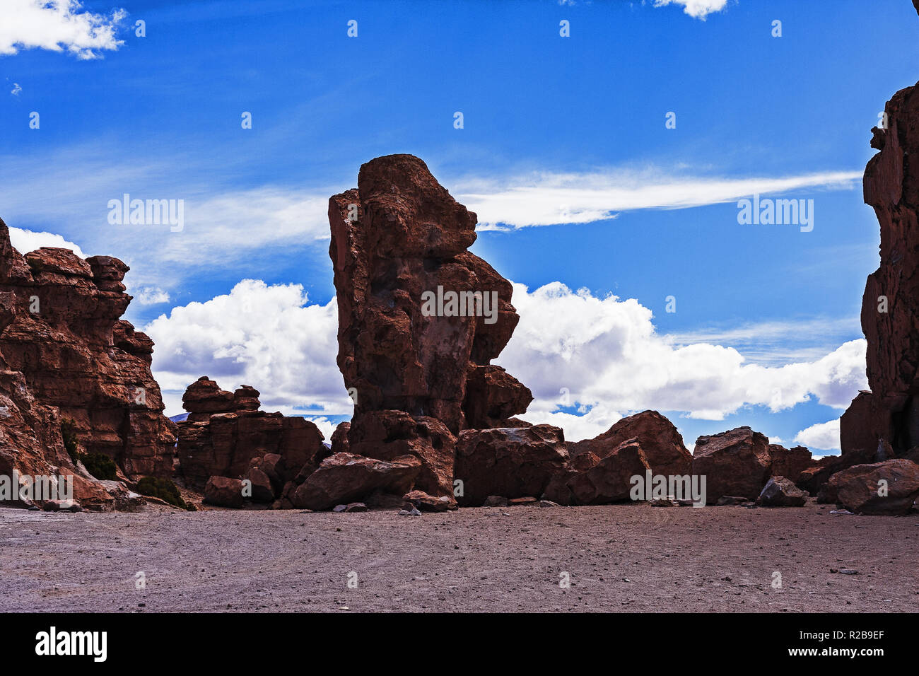 Rocce panorama della valle nel Altiplano della Bolivia Foto Stock