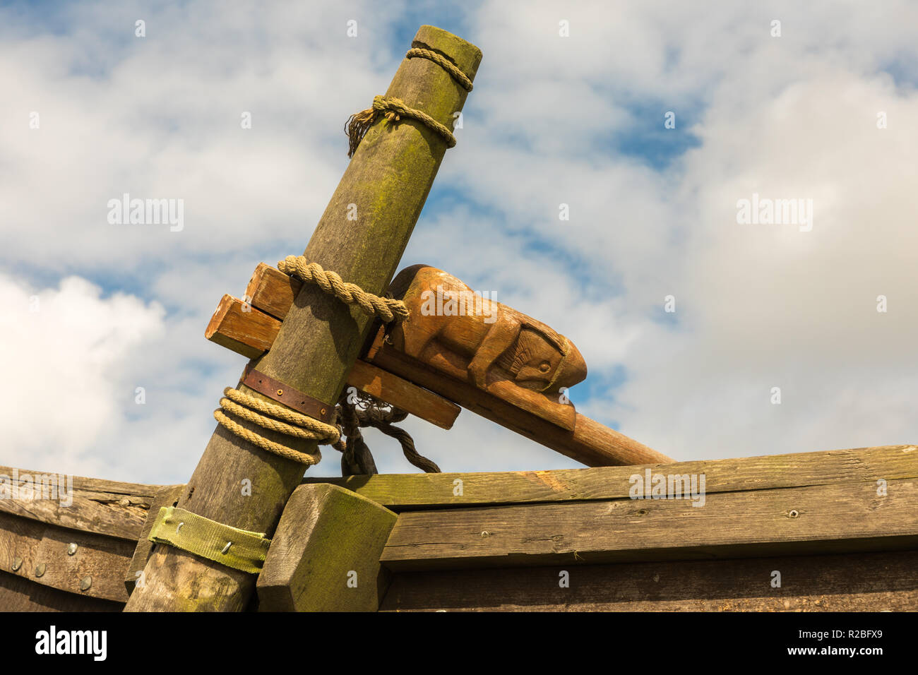 Gokstad Viking longship, replica, Haroldswick, Shetalnd Foto Stock