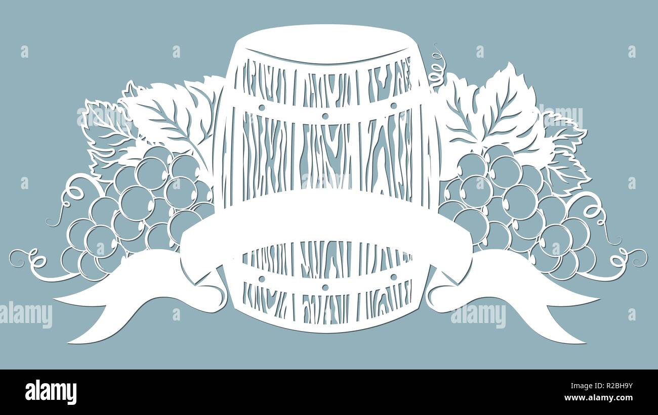 Modello per il taglio laser, plotter e stampa serigrafica. Vite. Vino di uve canna Illustrazione Vettoriale