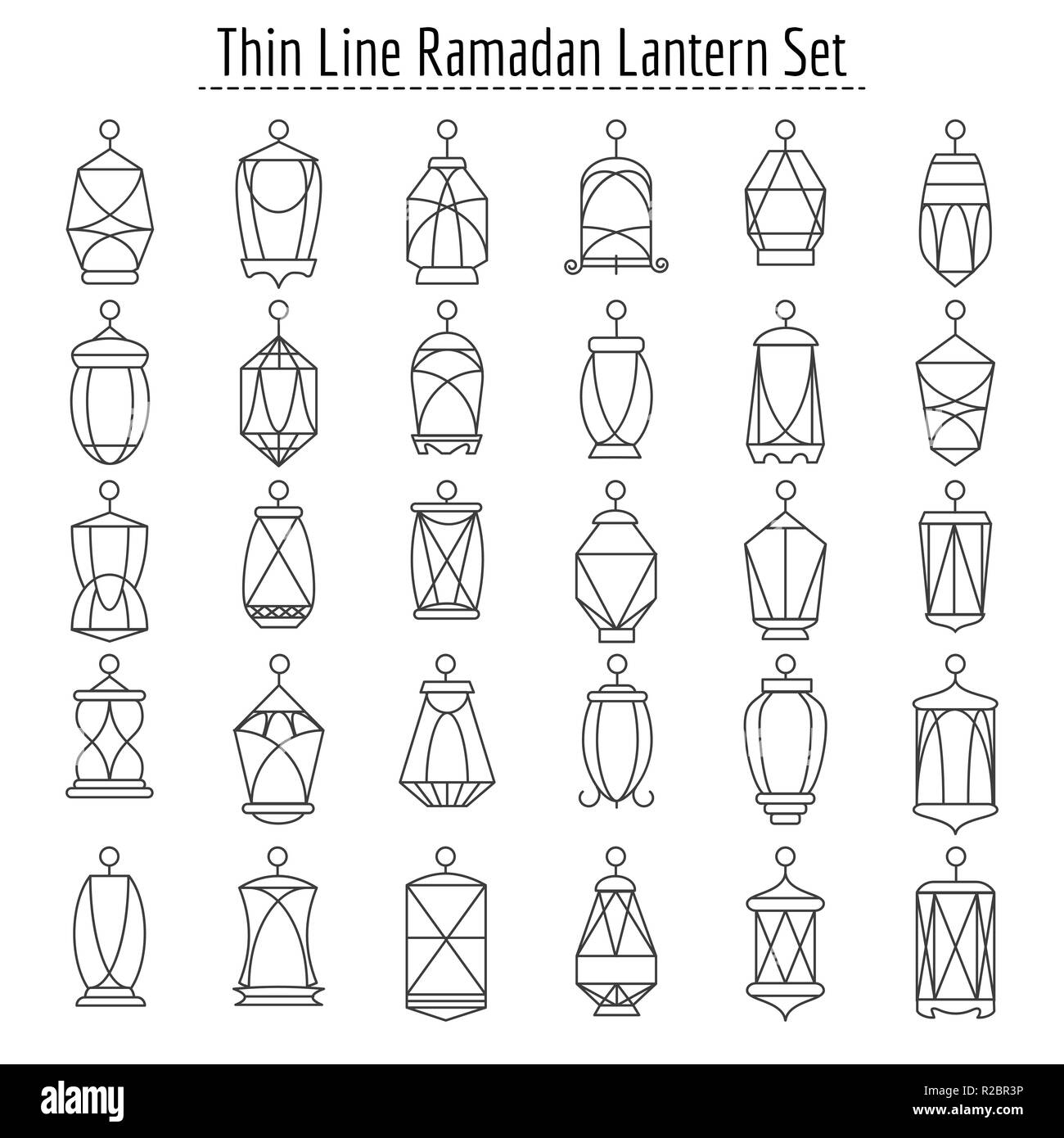 Linea lanterne islamica Illustrazione Vettoriale