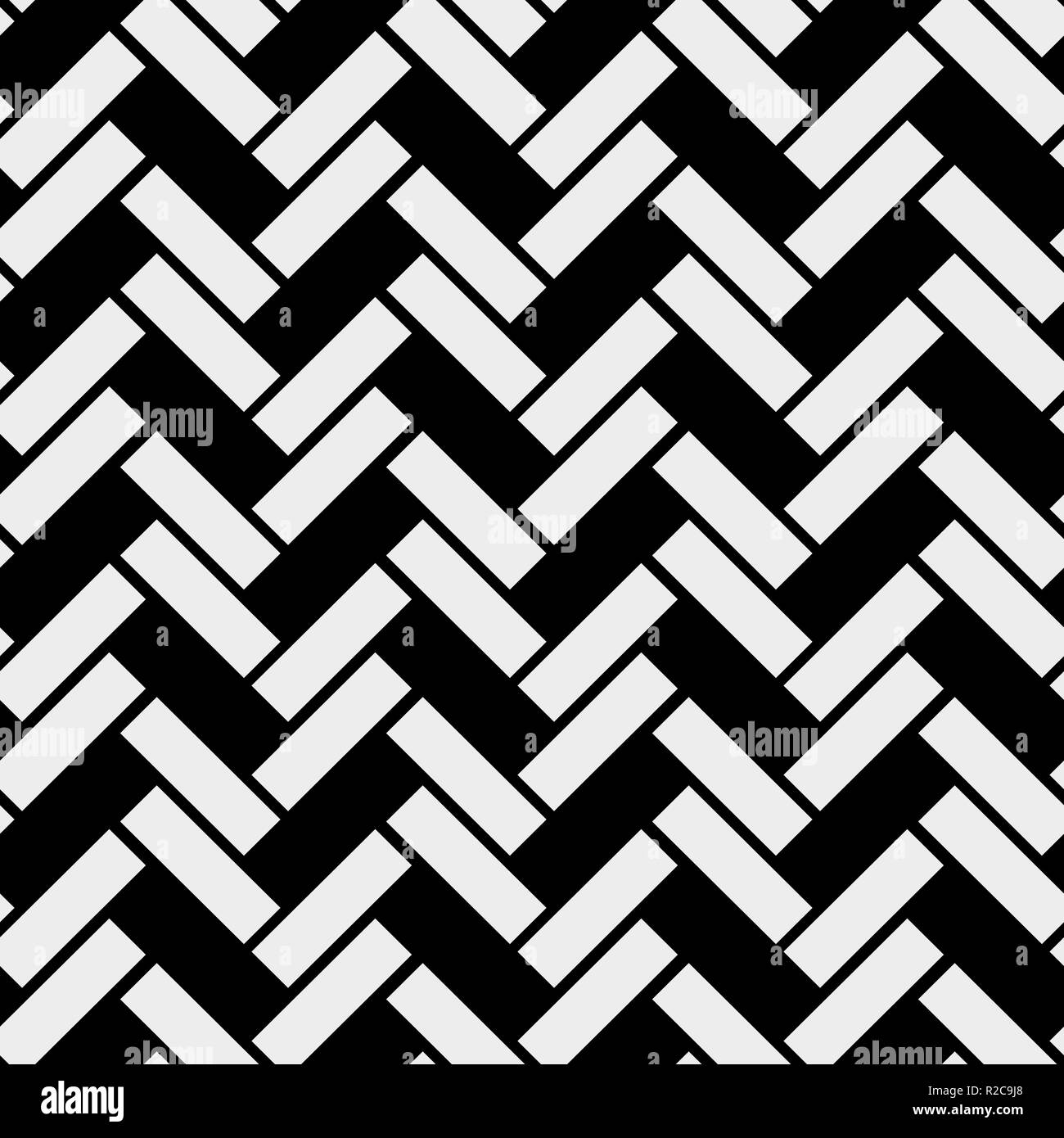 Bianco e nero semplice pavimento in legno parquet a spina di pesce seamless pattern, sfondo vettoriale EPS 10 Illustrazione Vettoriale