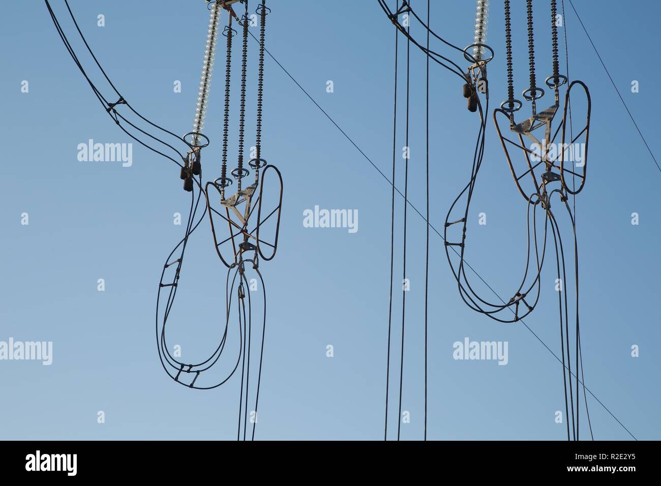 Le linee elettriche in precedenza Foto Stock