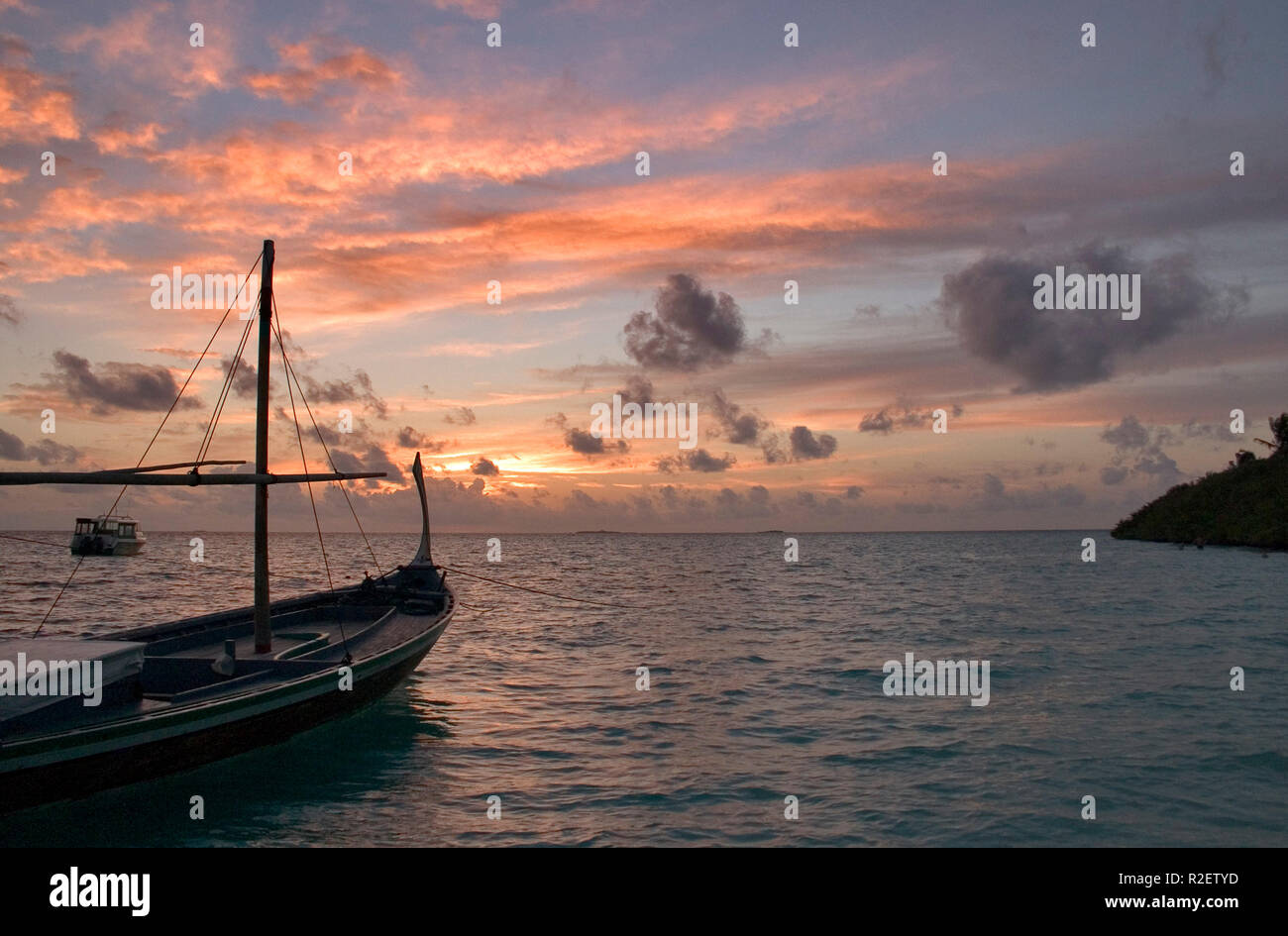Dhoni al tramonto Foto Stock