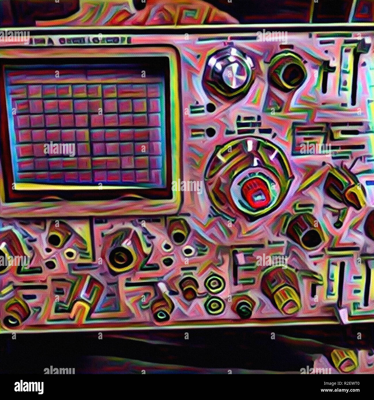 Moderna arte digitale. Oscilloscopio. Foto Stock