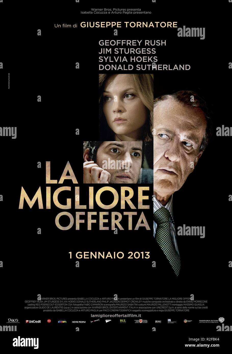 La migliore offerta La Migliore Offerta Anno : 2013 Italia Direttore : Giuseppe Tornatore Geoffrey Rush, Sylvia Hoeks, Jim Sturgess poster (IT) Foto Stock