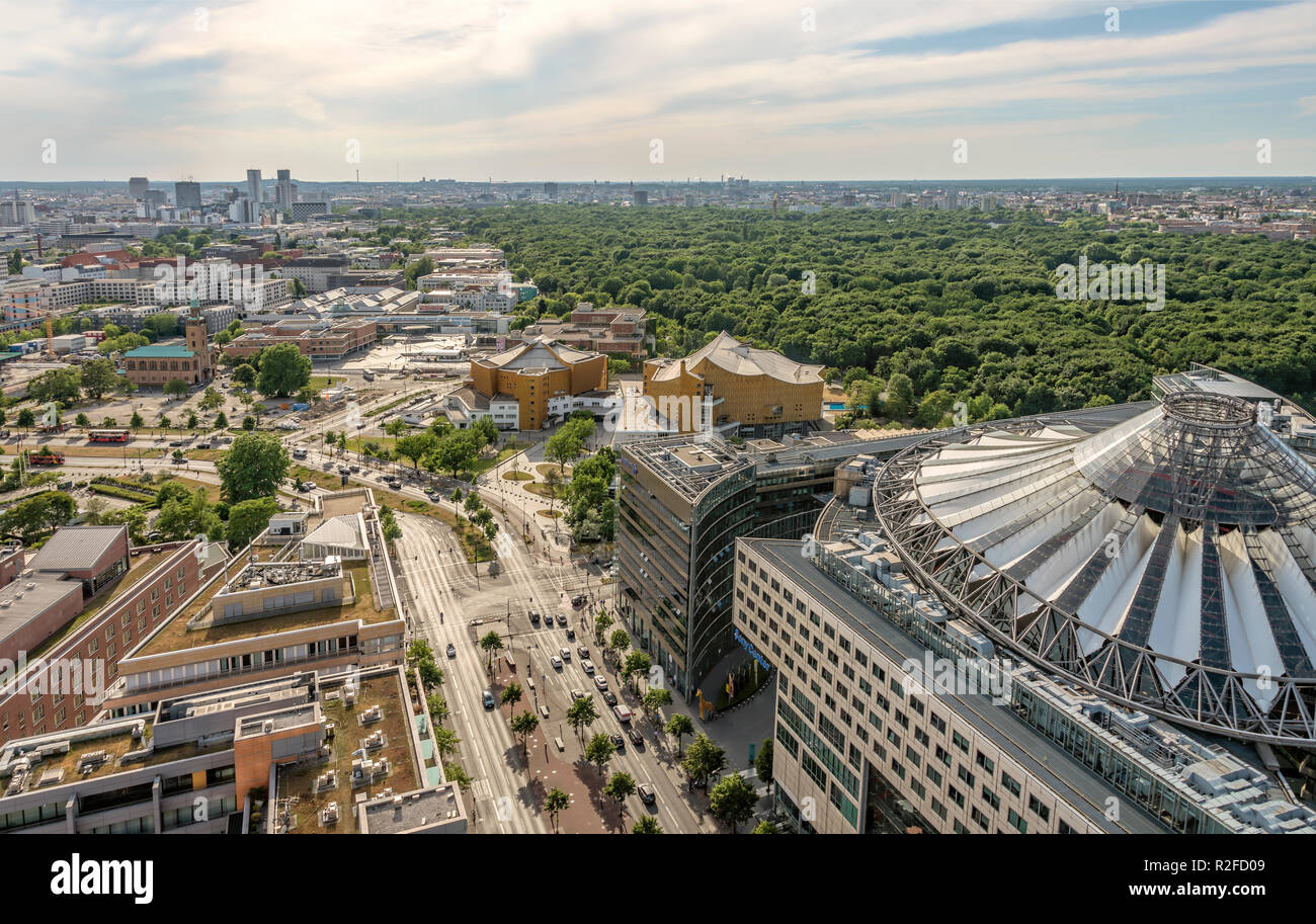 Il Sony Center di Potsdamer Platz, Berlin, Germania Foto Stock