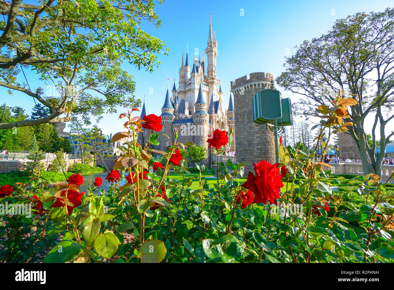 Bellissimo il Castello di Cenerentola, l'icona di Tokyo Disneyland a Tokyo Disney Resort in Urayasu, nella prefettura di Chiba, Tokyo, Giappone Foto Stock
