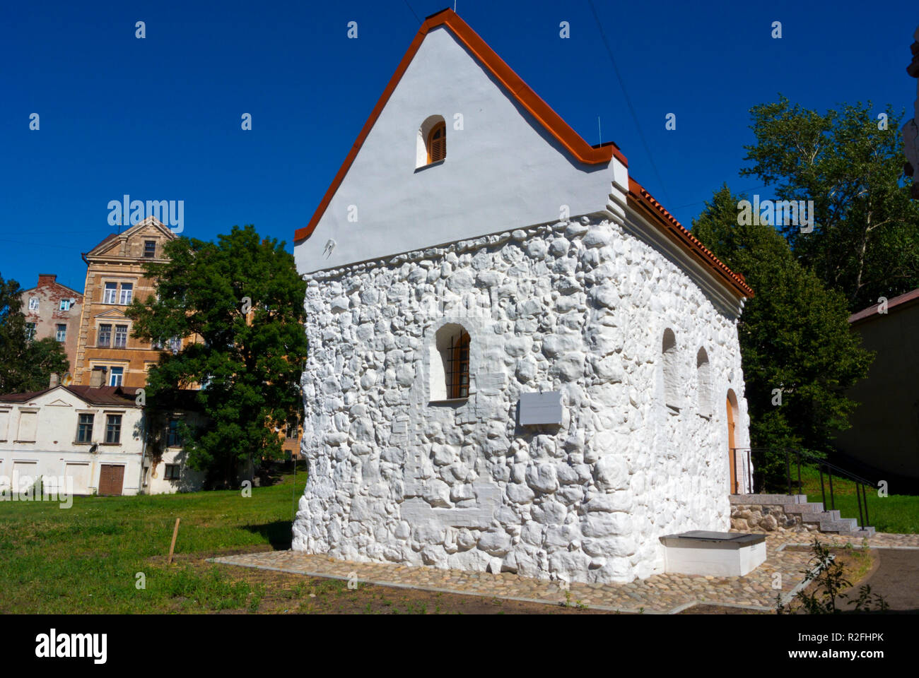 Srednevekovy Dom, casa di mercanti, Merchant guild house, città vecchia, Vyborg, Russia Foto Stock