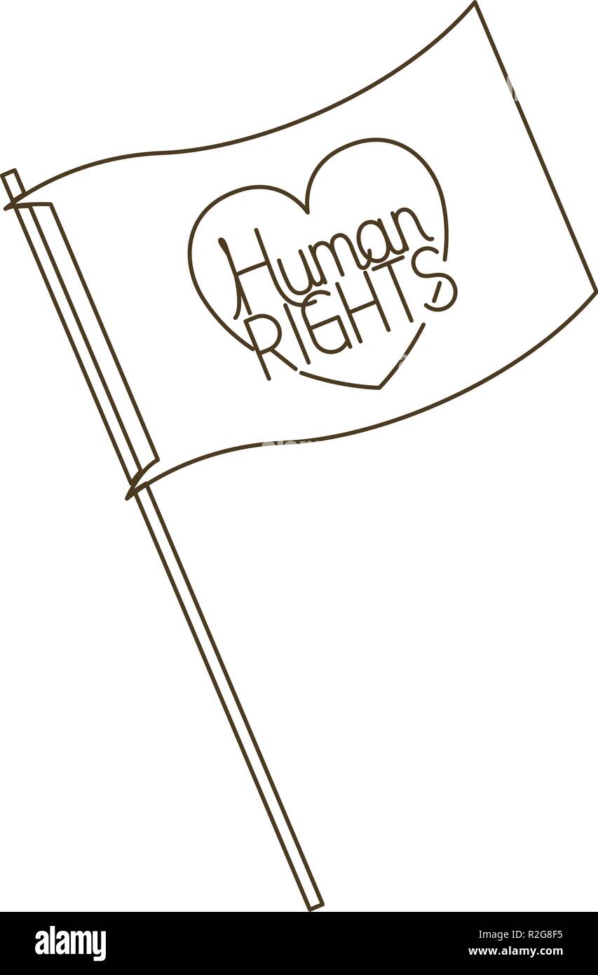 I diritti umani sulla bandiera icona isolato Illustrazione Vettoriale