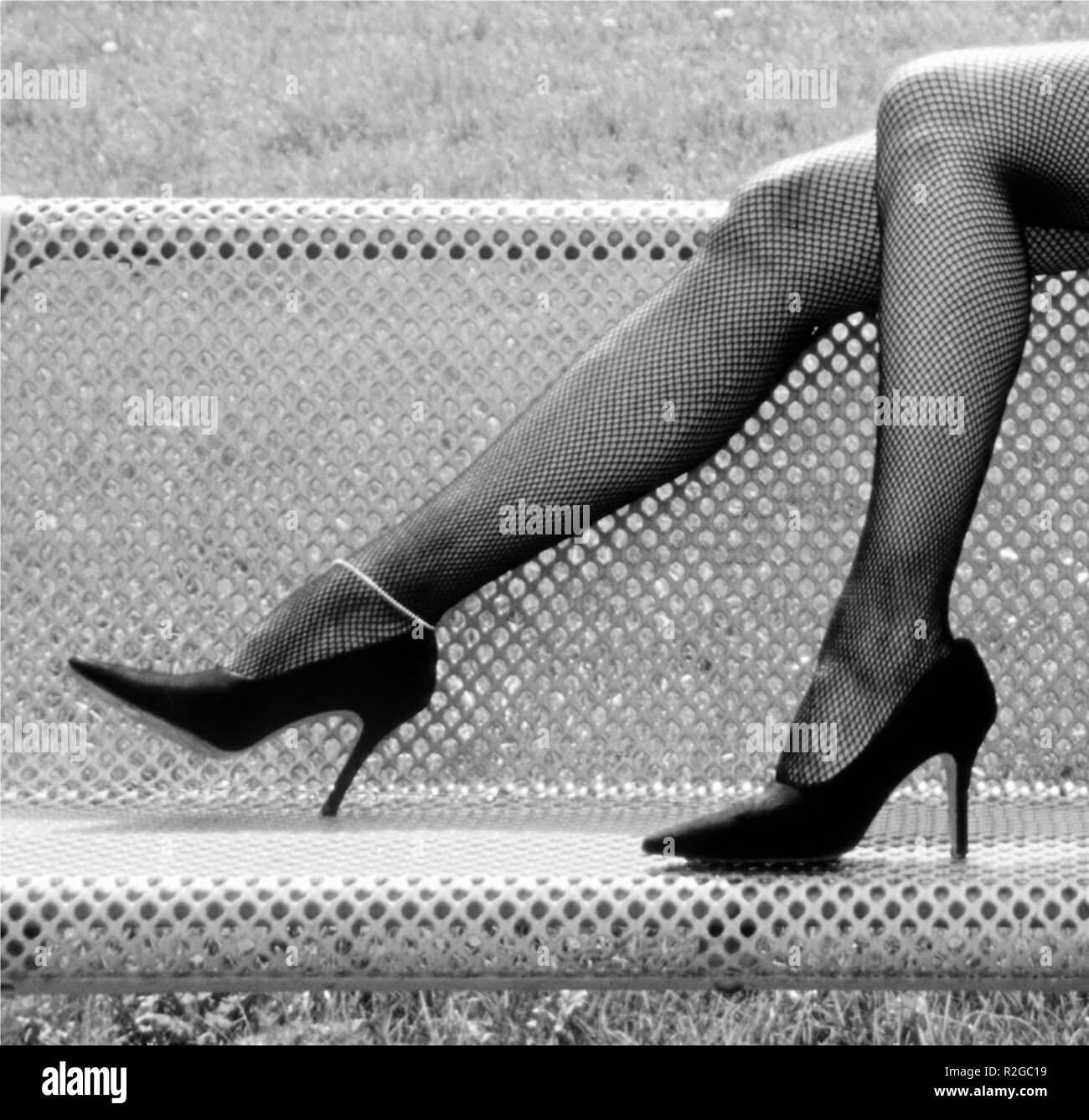 Fishnets sulla banca Foto Stock