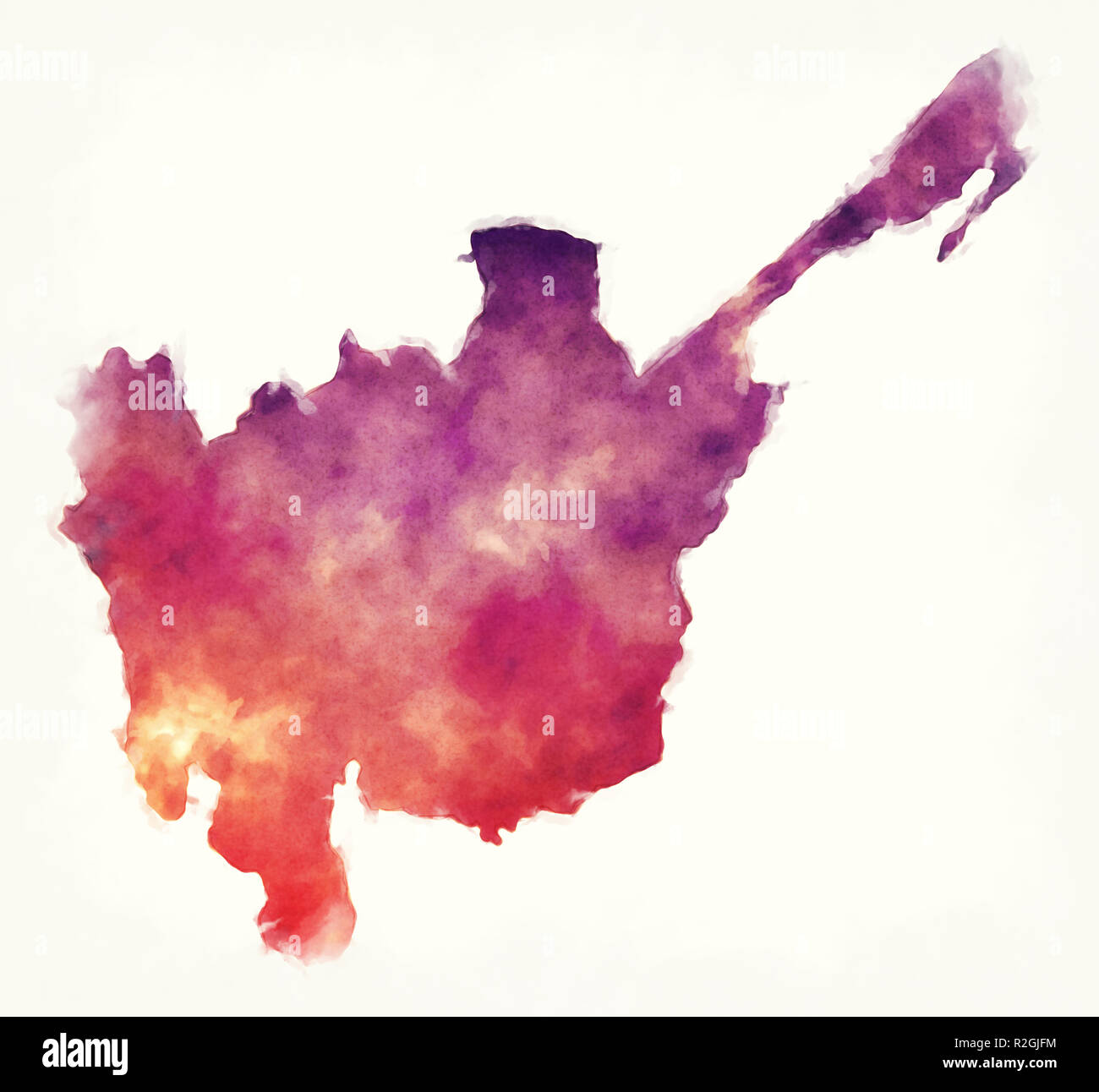 Luzon Centrale regione mappa acquerello delle Filippine Foto Stock