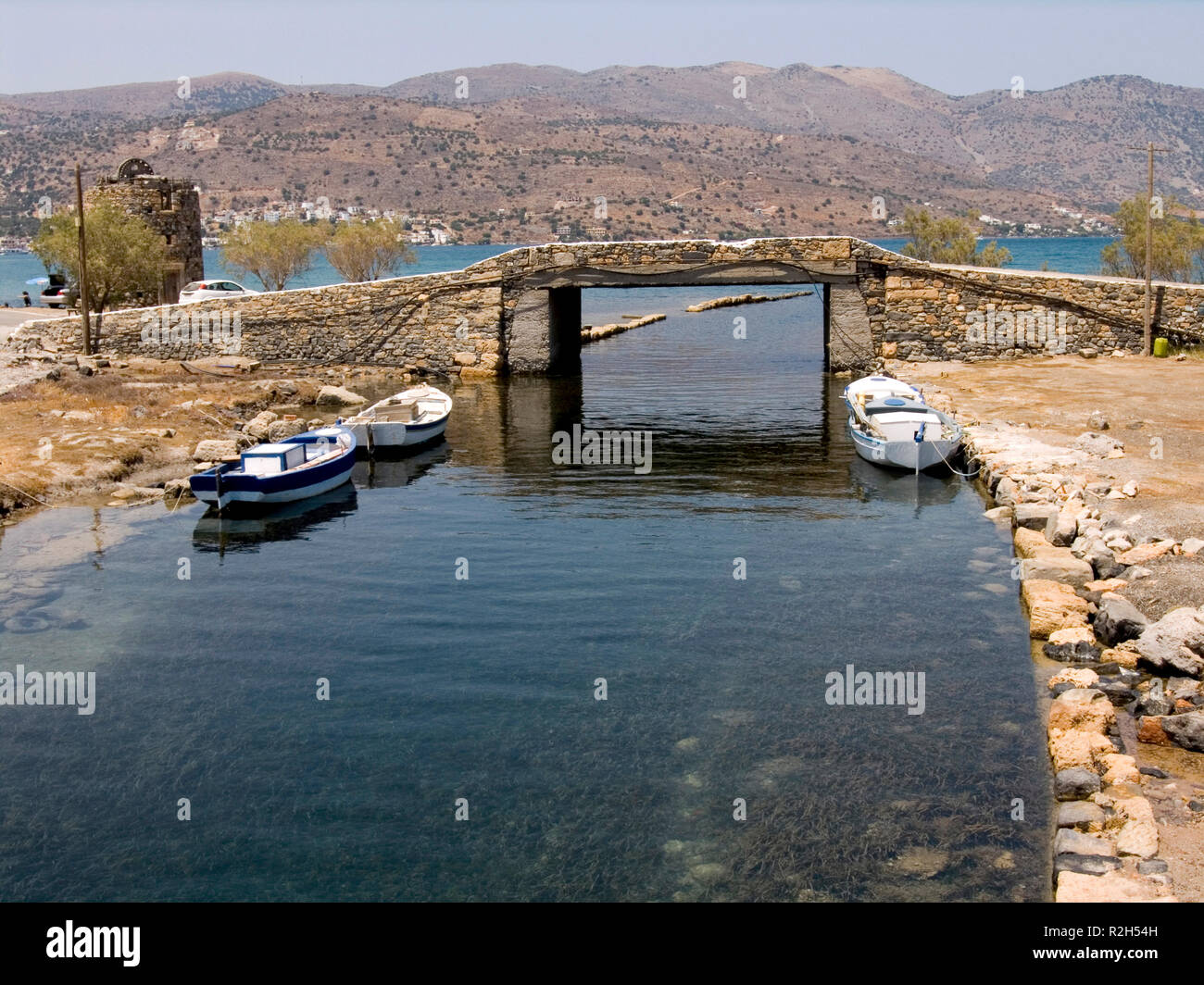 Ponte Elounda Crete Foto Stock
