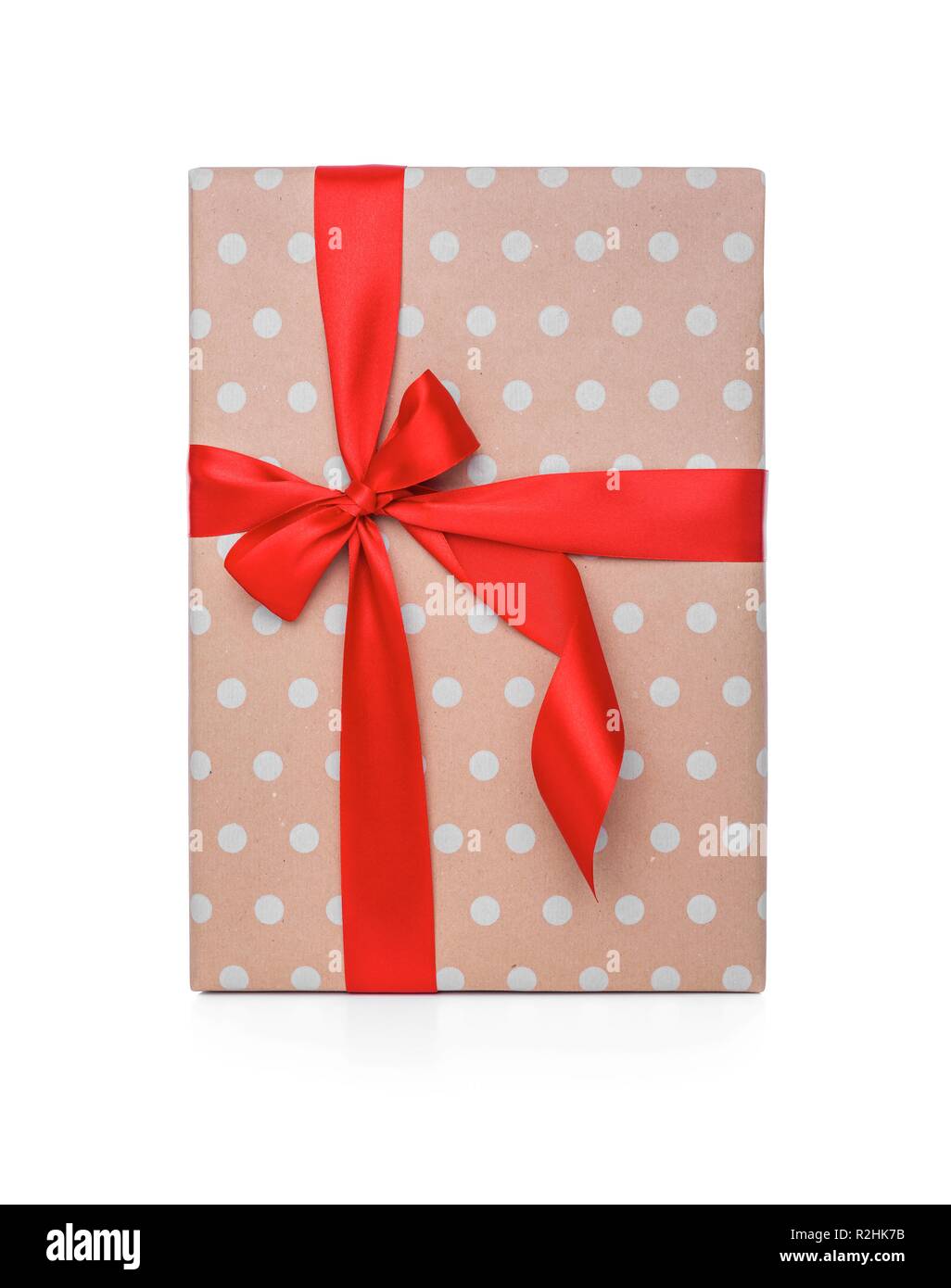 Confezione regalo. La carta di avvolgimento con la polka dots. Foto Stock