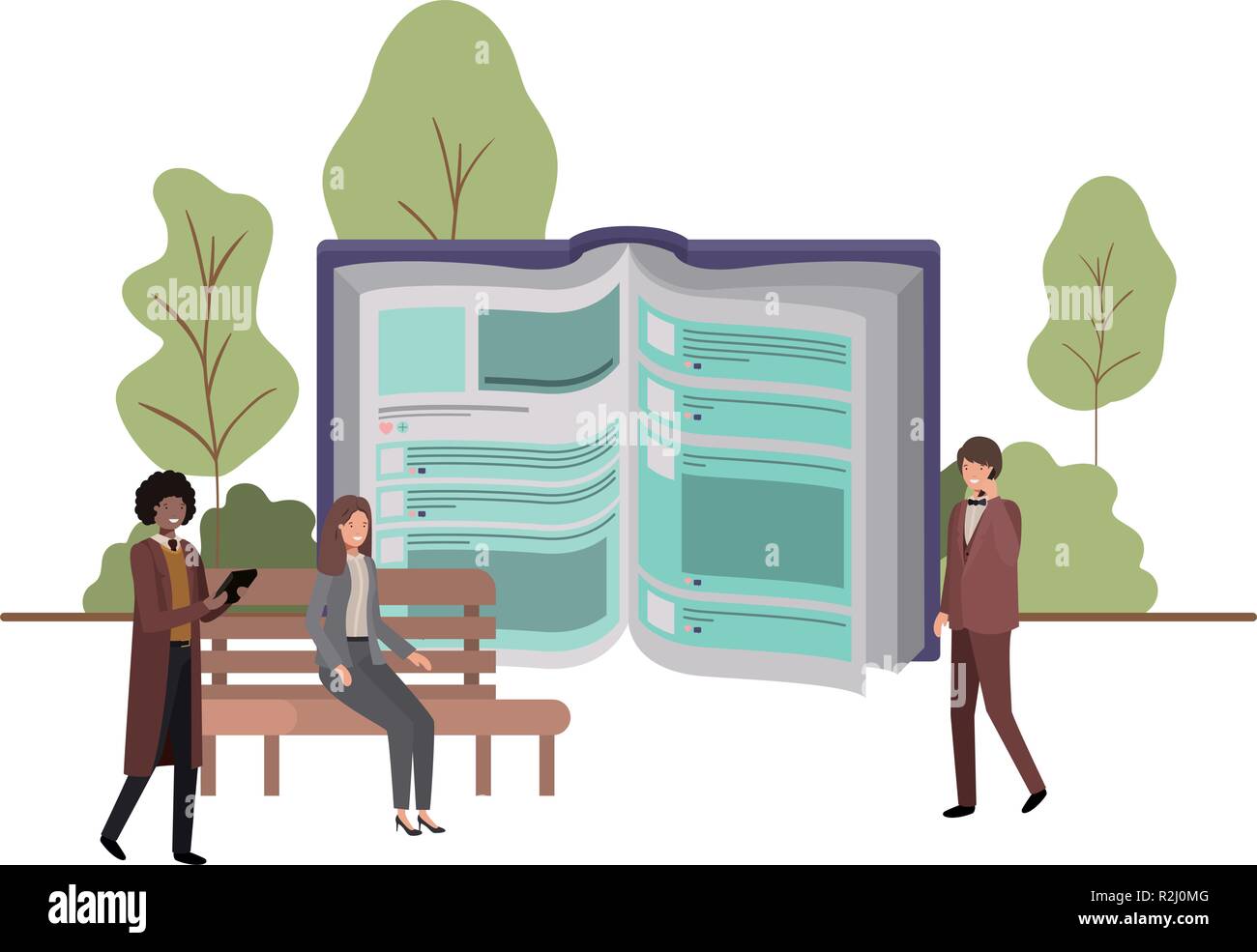 Un gruppo di persone di affari con libro aperto Illustrazione Vettoriale