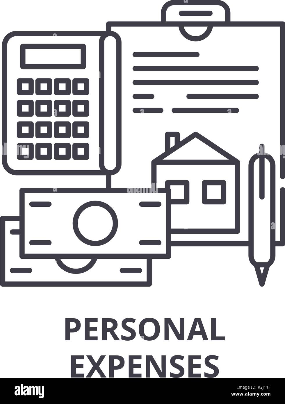 Spese personali icona linea concept. Spese personali vettore illustrazione lineare, simbolo segno Illustrazione Vettoriale