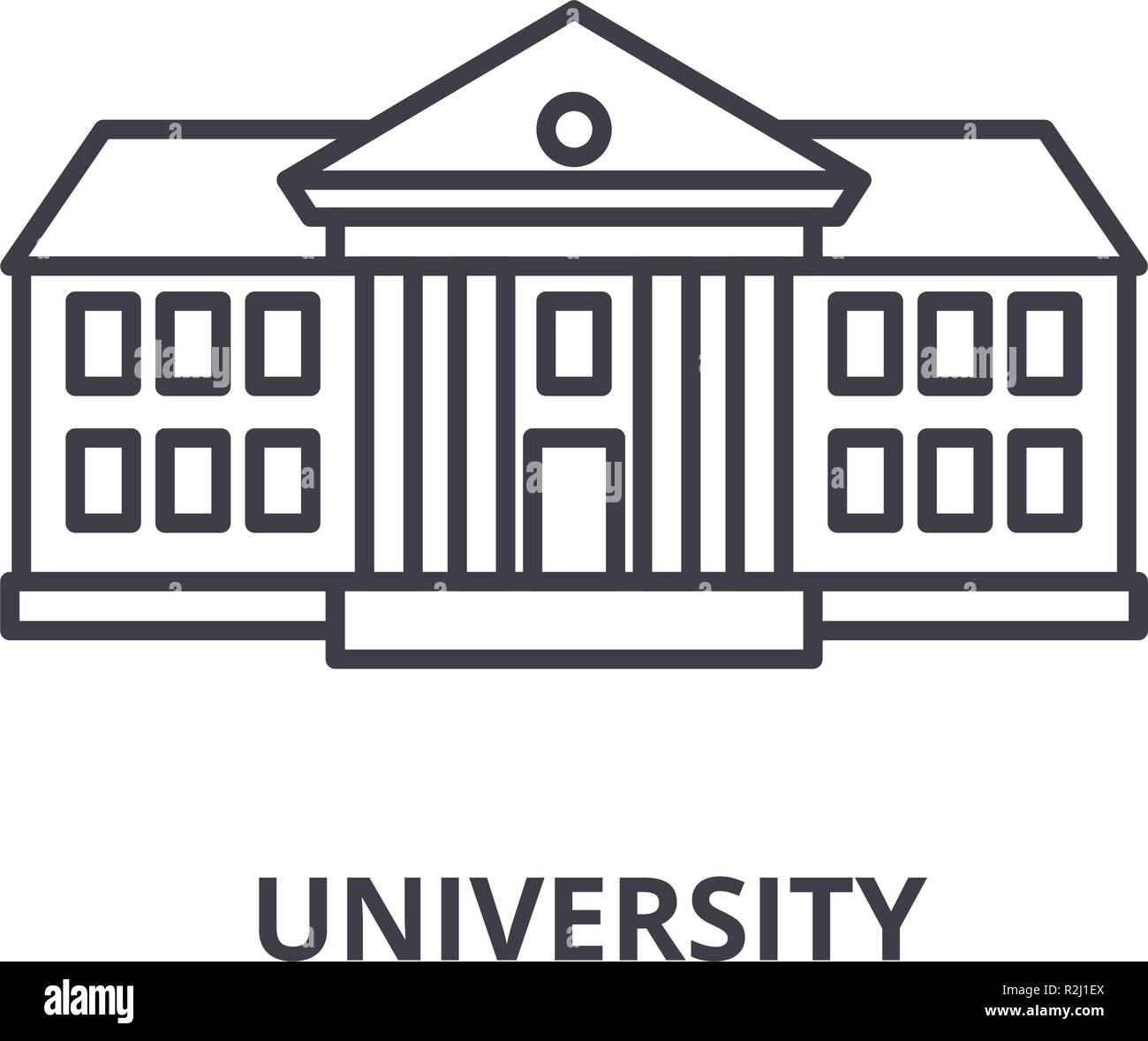 Università icona linea concept. Università vettore illustrazione lineare, simbolo segno Illustrazione Vettoriale
