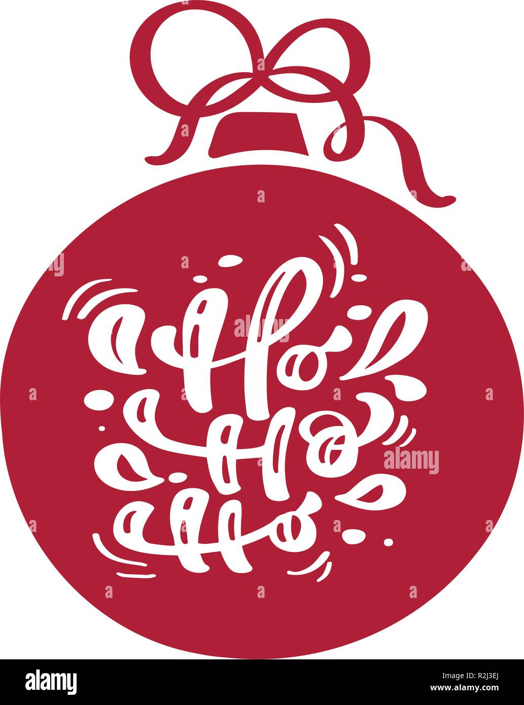 Ho ho ho Natale vintage calligraphy lettering testo vettoriale con red winter disegno campana scandinavo come frame decor. Per l'arte, design mockup stile brochure, banner idea Copertina, booklet stampa flyer, poster Illustrazione Vettoriale