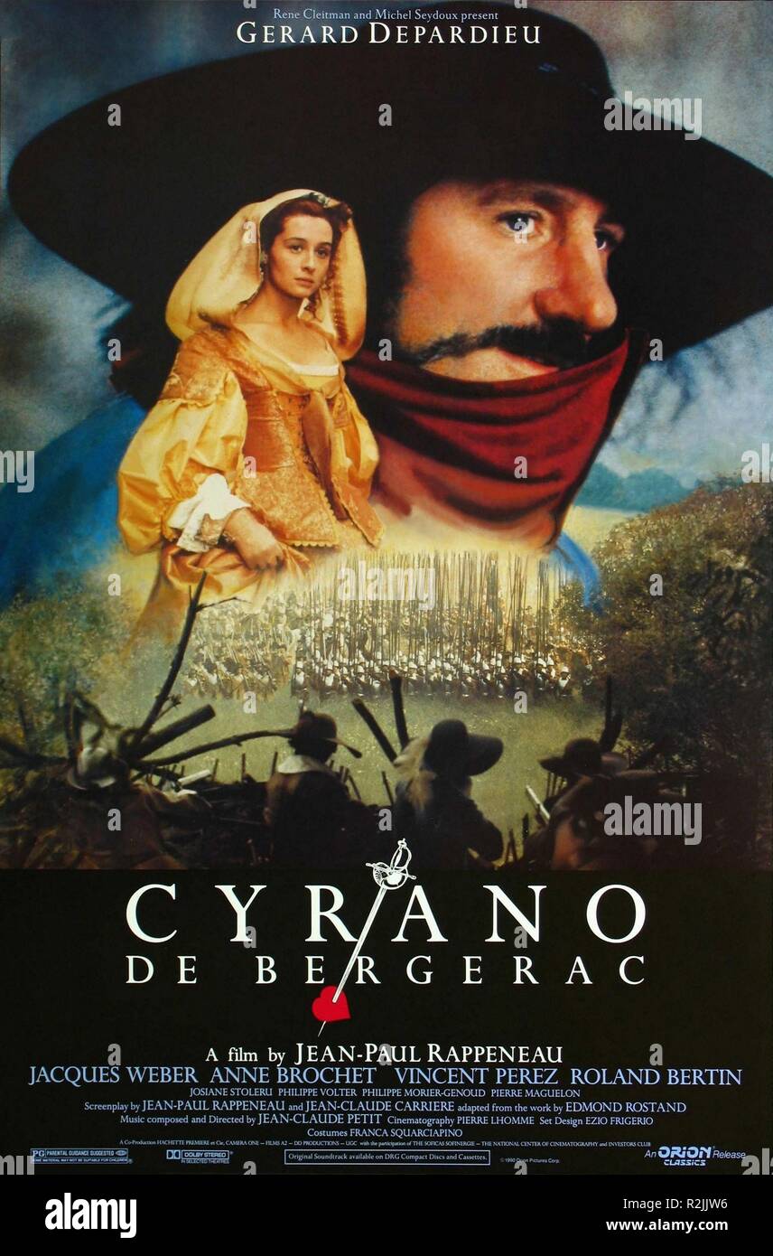 "Cyrano de Bergerac Anno: 1990 Francia Direttore: Jean-Paul Rappeneau Anne Brochet , Gérard Depardieu poster del filmato Foto Stock