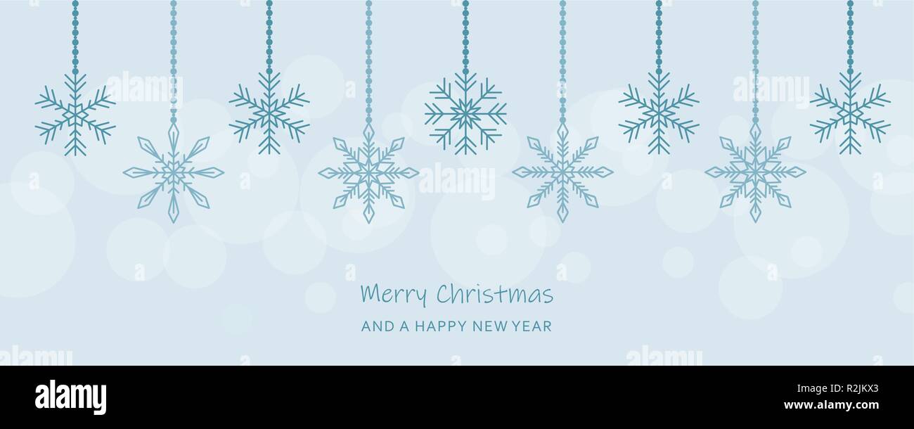 Natale appendere i fiocchi di neve decorazione blu greeting card illustrazione vettoriale EPS10 Illustrazione Vettoriale