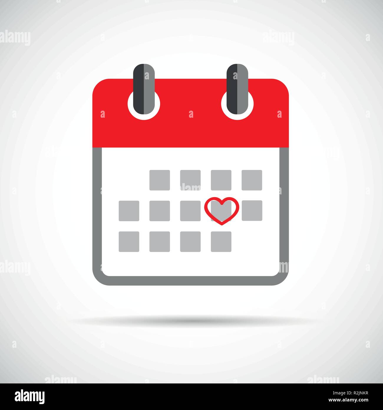 Calendario rosso con cuore rosso segni illustrazione vettoriale EPS10 Illustrazione Vettoriale