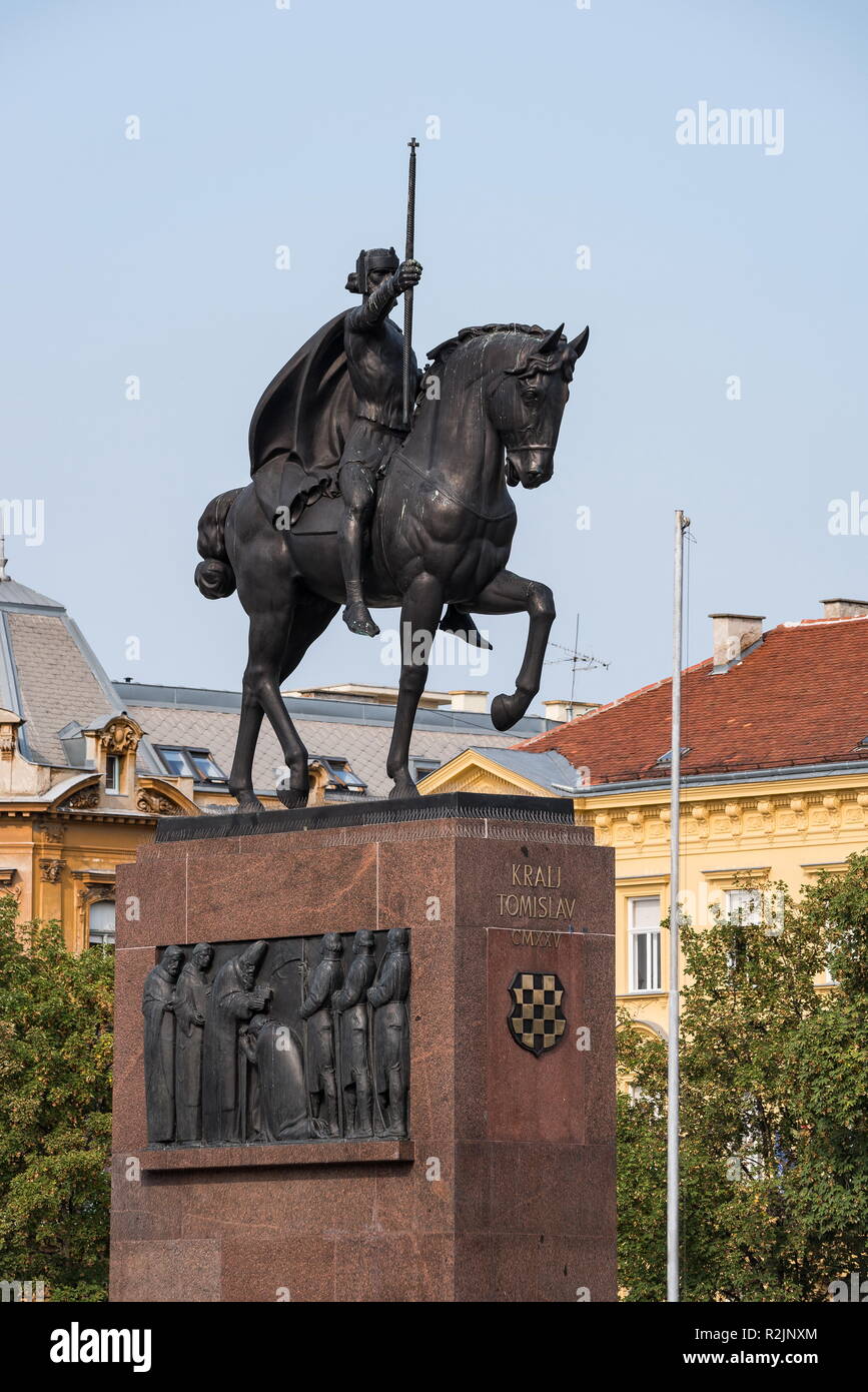 La scultura di re Tomislav, Zagabria, Croazia Foto Stock