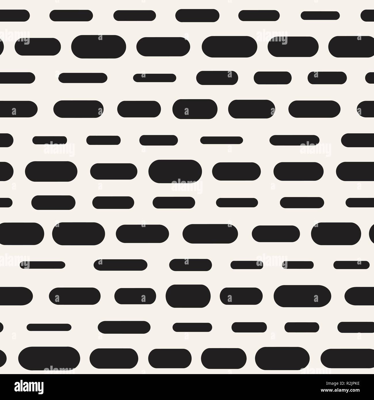 Bianco e nero arrotondato irregolari linee tratteggiate Pattern. Un moderno Illustrazione Vettoriale