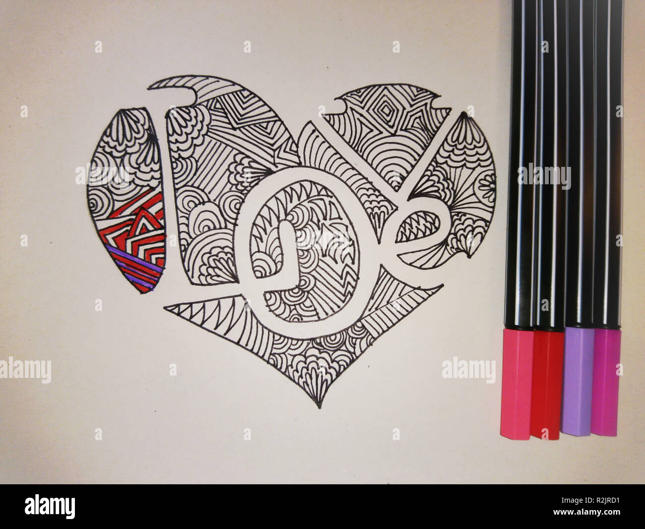 Diy Disegno Cuore Amore Pattern Matite Foto Stock Alamy