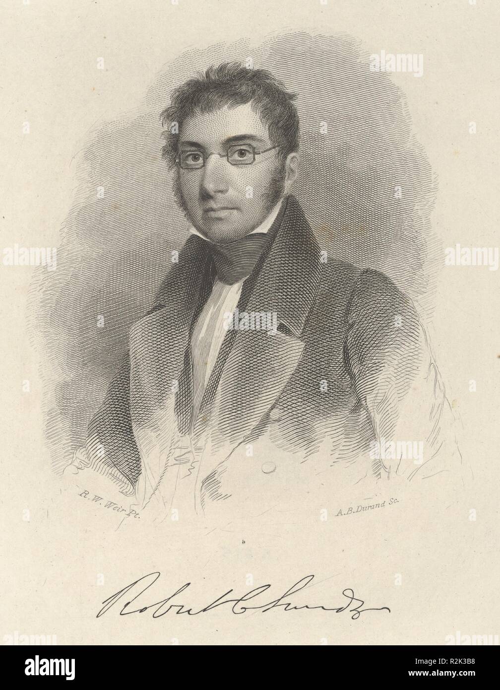 Robert C. Sands. Artista: Asher Brown Durand (American, Jefferson, New Jersey 1796-1886 Maplewood, New Jersey); dopo Robert Walter Weir (American, New Rochelle, New York 1803-1889 New York). Dimensioni: piastra: 8 7/8 x 5 13/16 in. (22,6 x 14,8 cm). Sitter: Robert C. Sands (American, 1799-1832). Data: ca. 1829. Museo: Metropolitan Museum of Art di New York, Stati Uniti d'America. Foto Stock