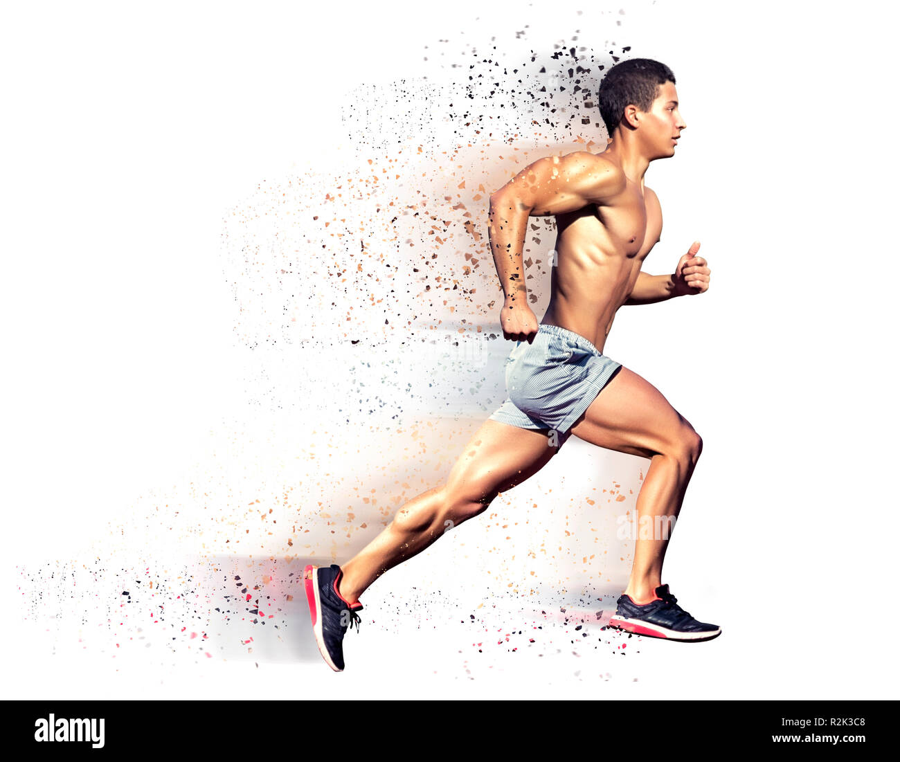 Sport concept. Runner l'uomo. Isolato su bianco Foto Stock