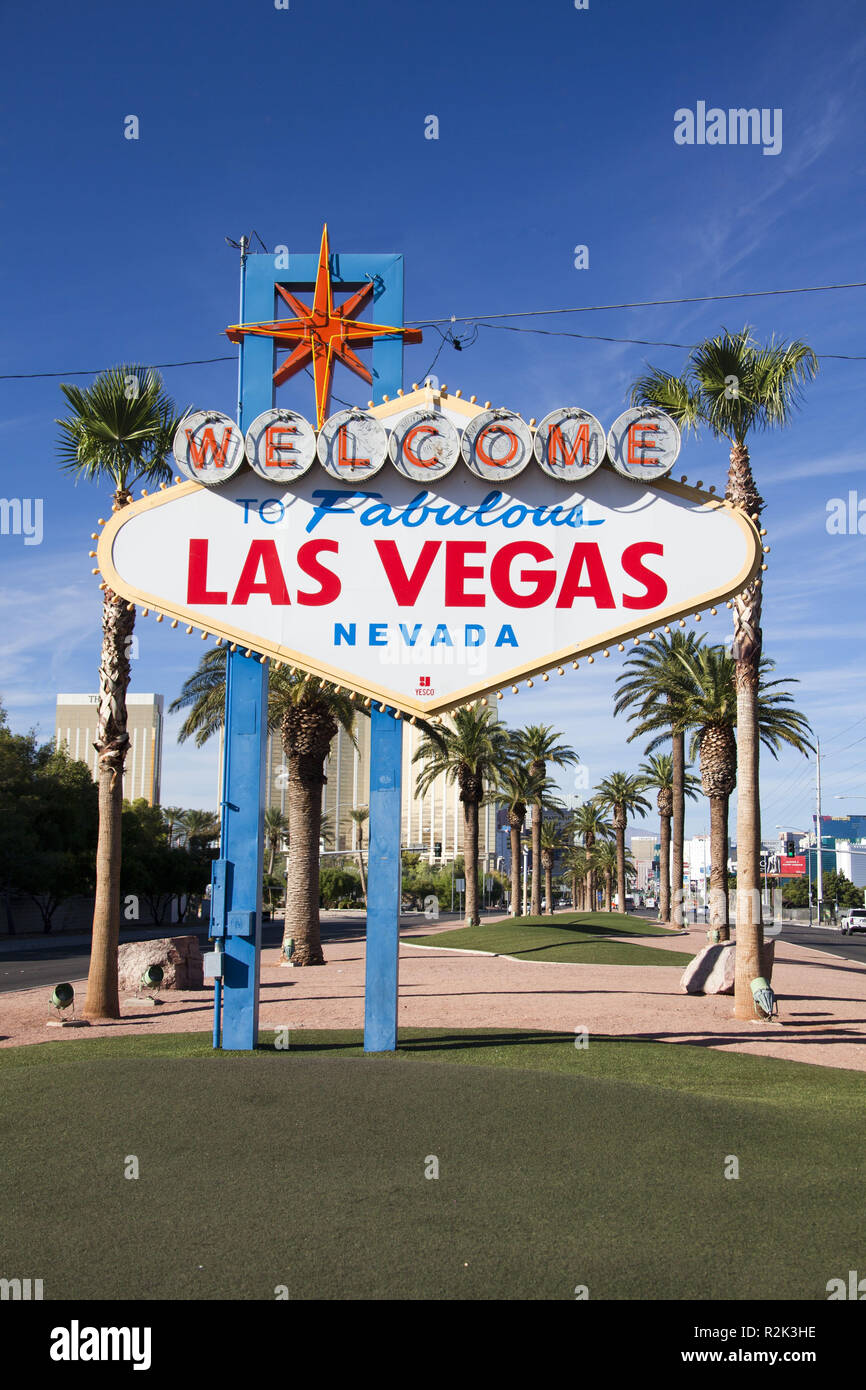 Stati Uniti d'America, Nevada, Las Vegas, segno di benvenuto, Foto Stock