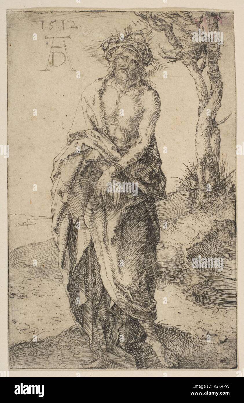 Uomo dei dolori che ben conosce il patire con le mani legate. Artista: Albrecht Dürer (Tedesco, 1471-1528 Norimberga Norimberga). Dimensioni: piastra: 4 9/16 x 2 15/16 in. (11,5 x 7,4 cm). Data: 1512. Museo: Metropolitan Museum of Art di New York, Stati Uniti d'America. Foto Stock