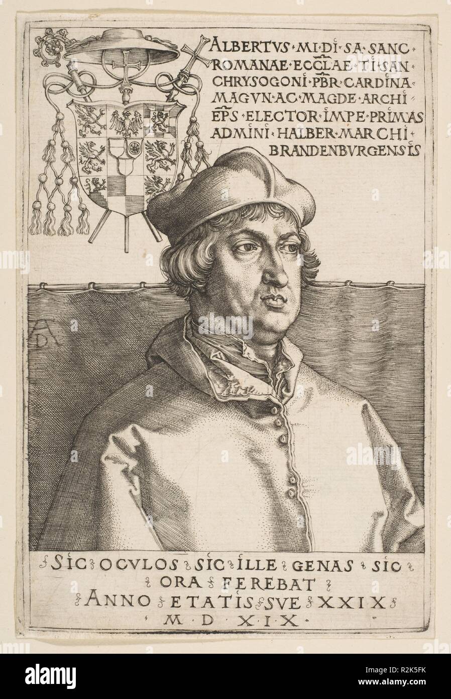 Il Cardinale Albrecht di Brandeburgo. Artista: Albrecht Dürer (Tedesco, 1471-1528 Norimberga Norimberga). Dimensioni: foglio: 6 × 4 a. (15,2 × 10,2 cm). Sitter: Ritratto del cardinale Albrecht di Brandeburgo (Tedesco, 1490-1545). Data: 1519. Museo: Metropolitan Museum of Art di New York, Stati Uniti d'America. Foto Stock